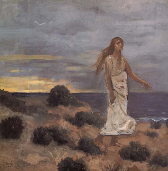 Pierre Puvis de Chavannes Mad Woman at the Edge of the Sea Norge oil painting art